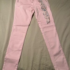 Pink Columbian Women's Jeans with Patterned Belt
